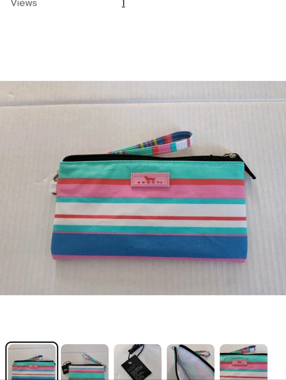 SCOUT Kate Wristlet Zip Pouch Case Cosmetic Makeup Bag Multi Stripe NWT
